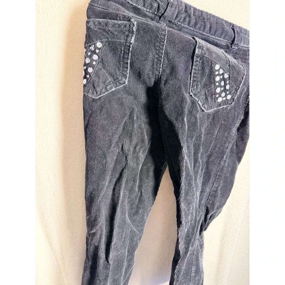 Old Navy Girls Black Corduroy Pants Rhinestone Pockets Size 12